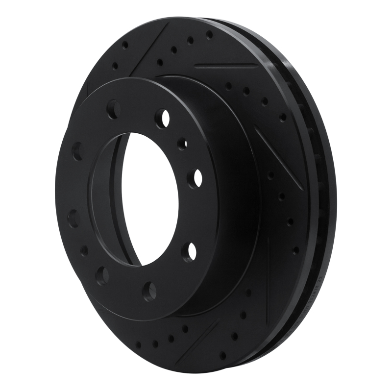 Chevrolet Silverado 3500 Brake Rotor (1) - Front Left - R1 Concepts - Drilled & Slotted - Black - `01-`25